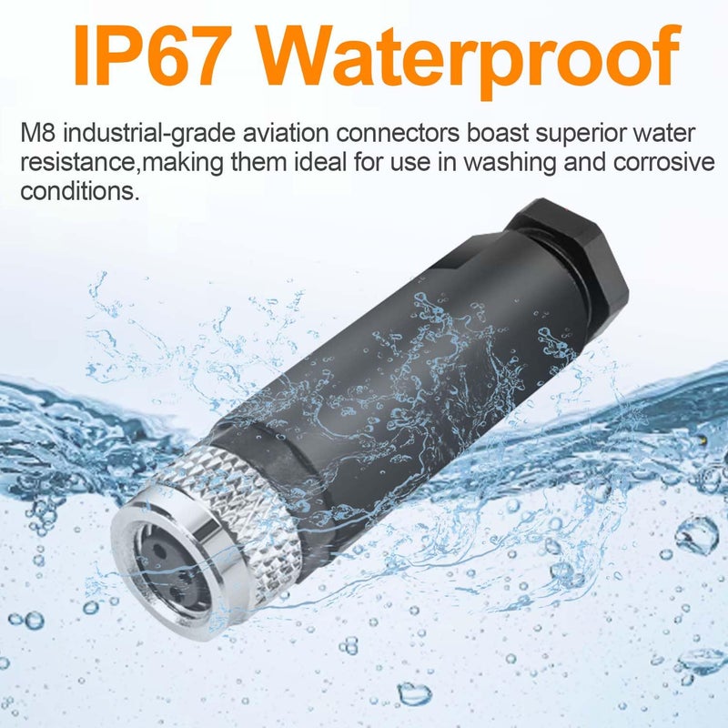 PklzNet 10 Pcs M8 3-Pin Aviation Connector Female, Industrial A Coding Field Assembly Plug 8mm IP67 Waterproof for Circular Socket Panel Sensor - Image 2
